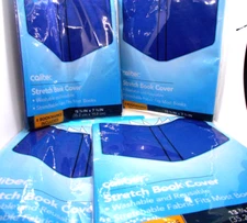  4 blue NEW Book Cover Stretch Fabric 16 bookmarks included new caliber 