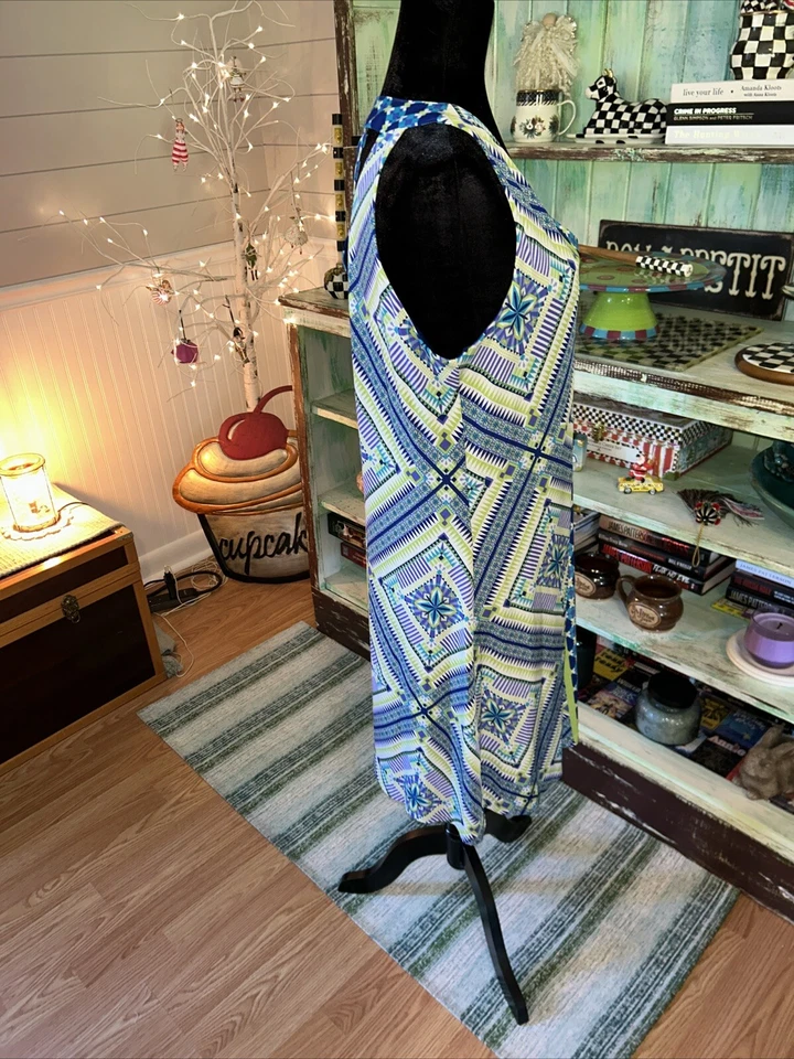 Vestido elástico Gabby Skye para mujer 12 azul verde sin mangas pulóver drapeado Foto 4 de 4