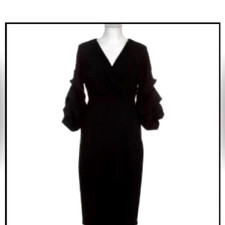 Zara Woman Black Surplice V- Visit › Neck Gathered Sleeves Dress Soze S