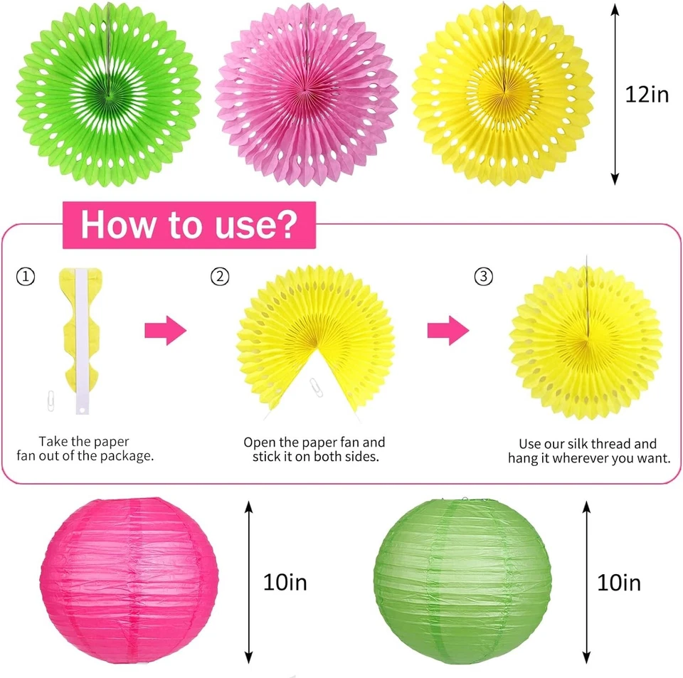 Decoración Fiesta Flamenco, Linterna Papel Abanico Papel Piña, Flamenco Foto 2 de 4