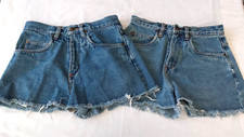 LOT 2 VTG Shorts BADGE 29 Cut Off Denim Corduroy Daisy Dukes USA Distressed
