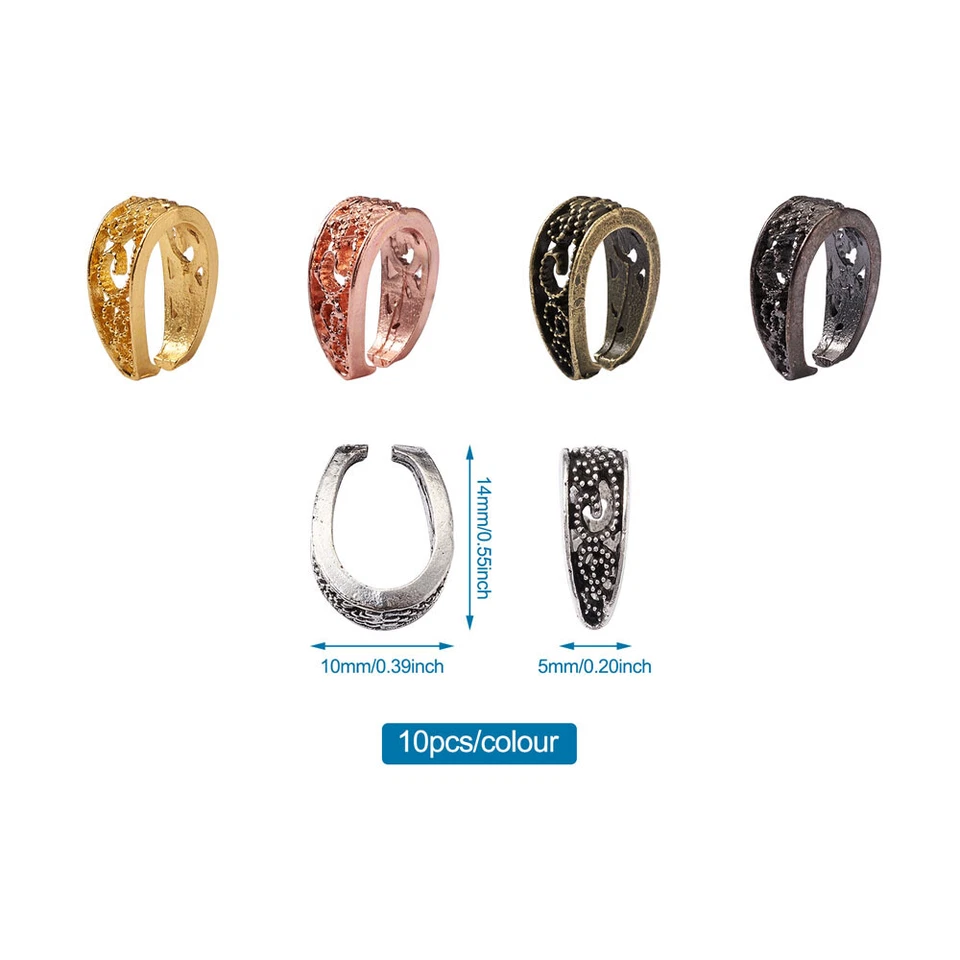 Conector colgante artesanal broche de fianza hueco a presión de aleación de 50 piezas 14x10 mm Foto 3 de 4