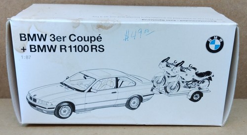 Herpa BMW 3er Coupe with 2 R 1100 RS Motorcycles on Trailer 1:87 HO Scale - Picture 16 of 21