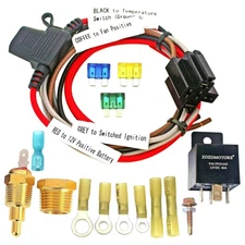 Electric Fan Wiring Kit Electric Fan Relay Kit with Thermostat Radiator Fan Sens