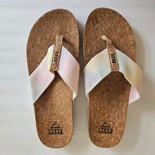 Reef Women's Cushion Strand Flip Flops, Size 8 Cork Watercolor