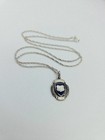 Rare YALE University Antique Vintage Pendant Necklace Sterling Silver Enamel 925