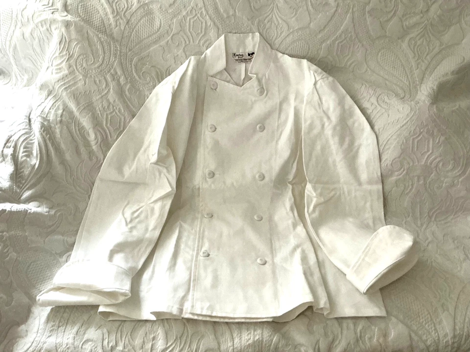 3 X VINTAGE CHEF WORKS WHITE JACKET  CHEST 44”  , NEW UNUSED COTTON - Image 2 of 4