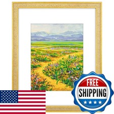 Golden State Art 16x20 Ornate Distressed Gold Frame with White Mat for