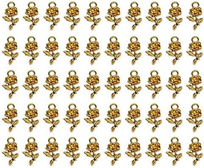 Mini Metal Beads Rose Flower Charms Bulk for DIY Craft Keychain Necklace Pendant
