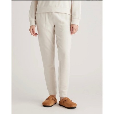 Quince SuperSoft Fleece Joggers Off-White Sweatpants Womens M Neutral Minimal