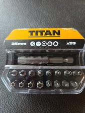 Juego de 33 brocas de destornillador mixtas de vástago hexagonal Titan 6,35 mm nuevo