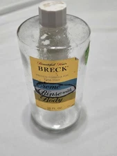 Vtg Breck Creme Rinse 6" Clear Glass Bottle Original Label And Lid 