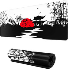 Black and Red Japanese Landscapes Mouse Pad Large XL Desk Mat Long Extended Pad
