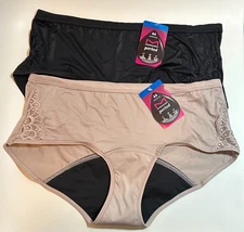 NWT 2 Maidenform Hipster Panties Moderate Period DMLBSM Brown/Black Size XL