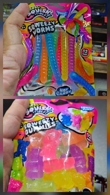 Mini Gummy Bear / worm Squishies! Lot Of 2 Bags 24 Bears Total Not Food