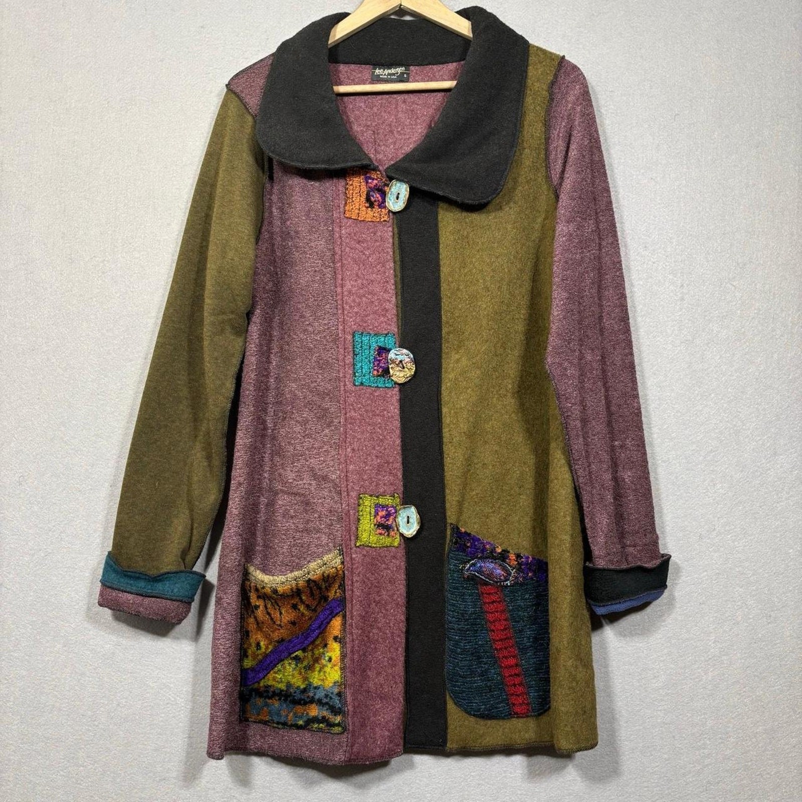 Vintage lee andersen patchwork jacket cardigan - image 1