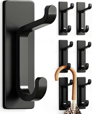 Wall Hooks for Coat and Towel: 13LB Strong Adhesive Door Hanger Stick on, Black