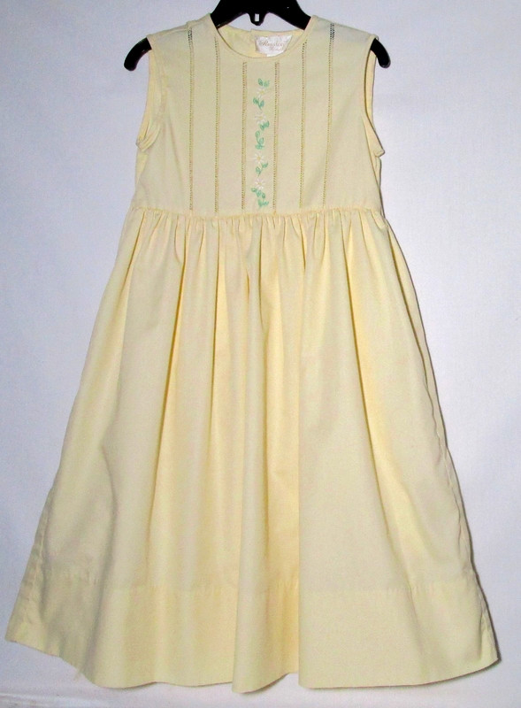 Rosalina Collection pastel yellow dress w/embroidered daisies sleeveless size 5Y
