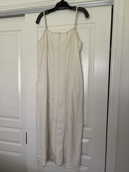 Anko Womens denim cream Slip Dress Neck Midi Cotton Zip Back Size 14 worn once 