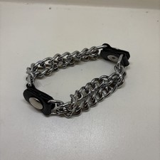 Heavy Duty Double Chain Martingale Dog Training Collar -Chrome And Leather Ends