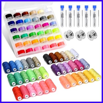 125 Pcs Sewing Thread Kit, 36 Assorted Colors Machine Threads with Spools, 40...