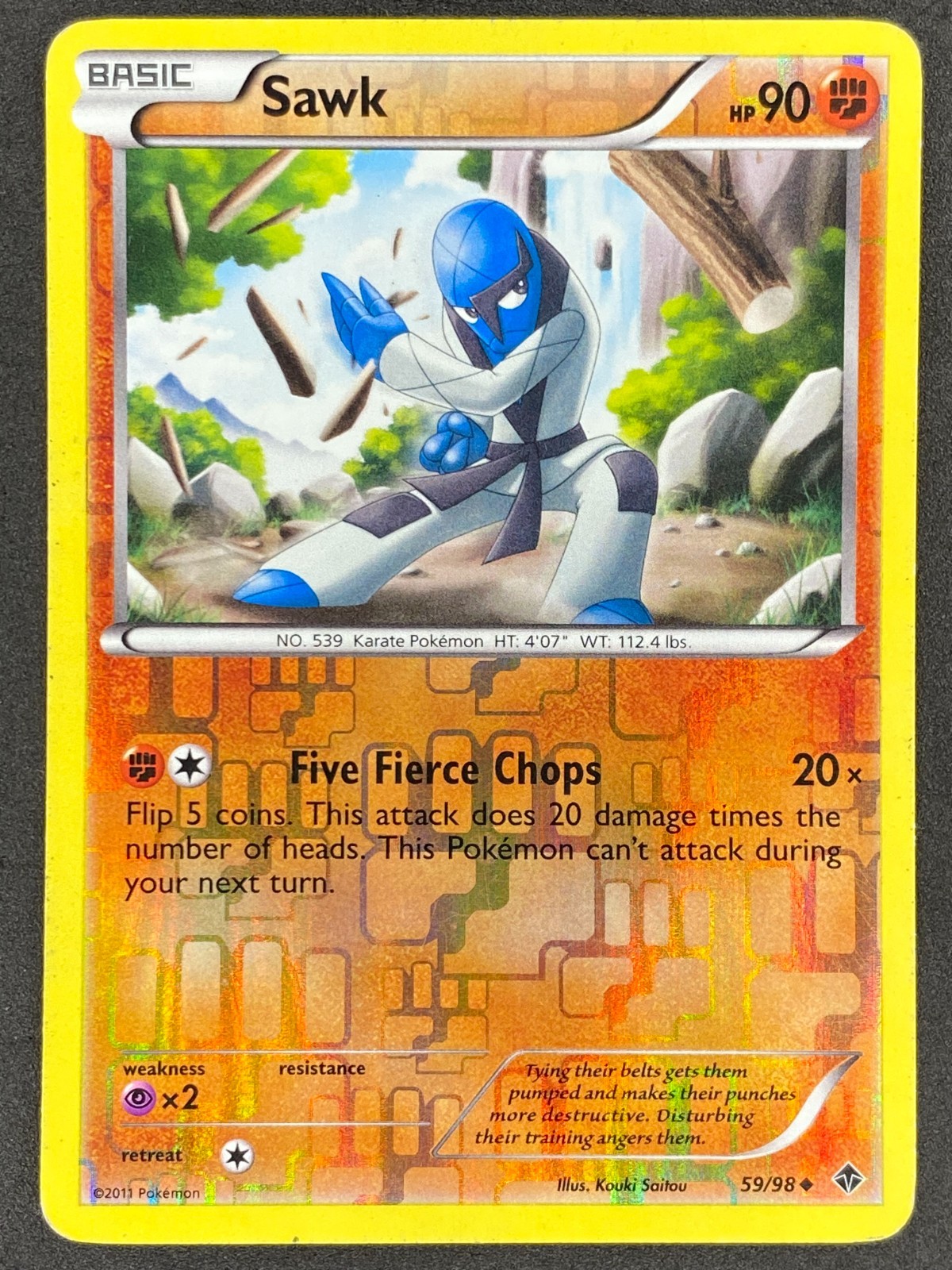 Pokémon Sawk Reverse Holo 59/98 EPO Emerging Powers LP