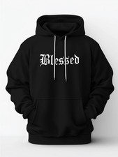 Men'S Gothic Lettering Hooded Sweatshirt - Burgundy Print Pullover Hoodie with