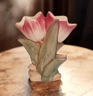 Vtg McCoy Double Tulip Flower Vase / Planter Pink & Green Pottery USA MCM Decor
