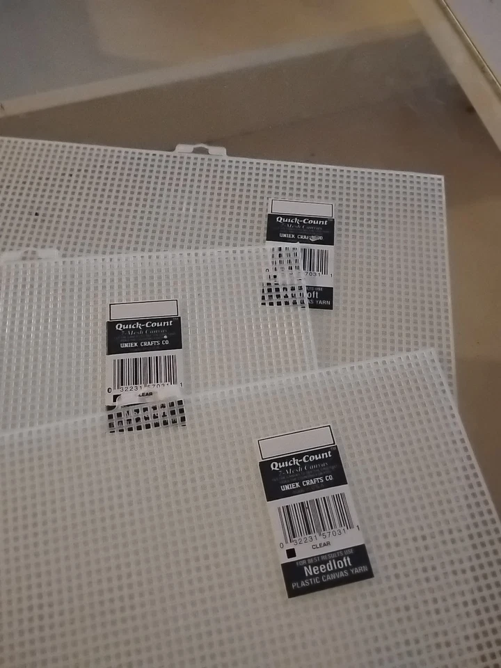 NEW 3 Sheets Quick-Count  Mesh Plastic Canvas Pastel Clear 3.5"x10.5" Crafts - Image 3 of 3