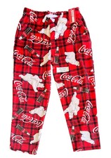 COCA-COLA LOGO BOTTLES  POLAR BEARS Red Fleece LOUNGE PAJAMA PANTS Men  s S-XL