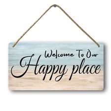 Welcome Home Sweet Home Sign - Personalized Wooden Hanging Decor For Front Do...