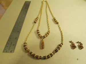 Authentic Necklace and matching Earrings Gold plated