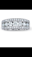 Zales 1CT Round Diamond Channel Wedding Band Ring 14k White Gold $2759 W/Receipt