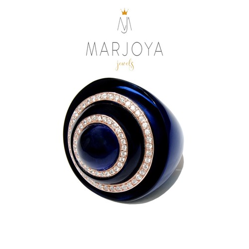 Anello con onice,quarzo bianco,rosa,viola,verde,blu in argento 925 rosè,zirconi - Imagen 12 de 21