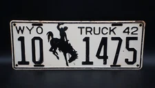 1942 Wyoming COWBOY TRUCK License Plate # 14 - 1475