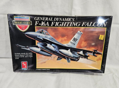 F-16A FIGHTING FALCON MODEL AIRPLANE KIT NIB DESERT STORM GENERAL DYNAMICS AMT 