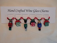 "NUTCRACKER " CHRISTMAS SET OF 6 Hand Crafted Wine Glass Charm drink markers