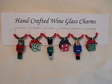 "NUTCRACKER " CHRISTMAS SET OF 6 Hand Crafted Wine Glass Charm drink markers