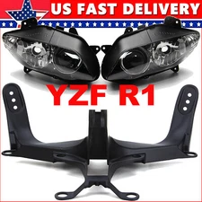 Headlight Lamp Assembly & Fairing Stay Bracket For Yamaha YZF R1 2005 2006 2004