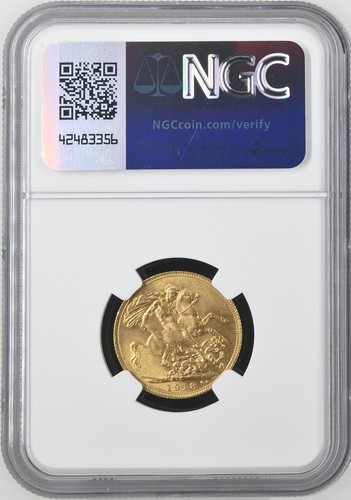British India 1918 I Sov Sovereign Gold Coin NGC MS63 1 Year Type 0.2354 Oz AGW - Picture 2 of 4