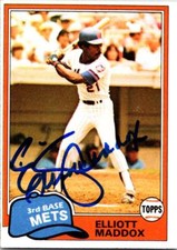 Elliott Maddox autographed baseball card (New York Mets) 1981 Topps #299