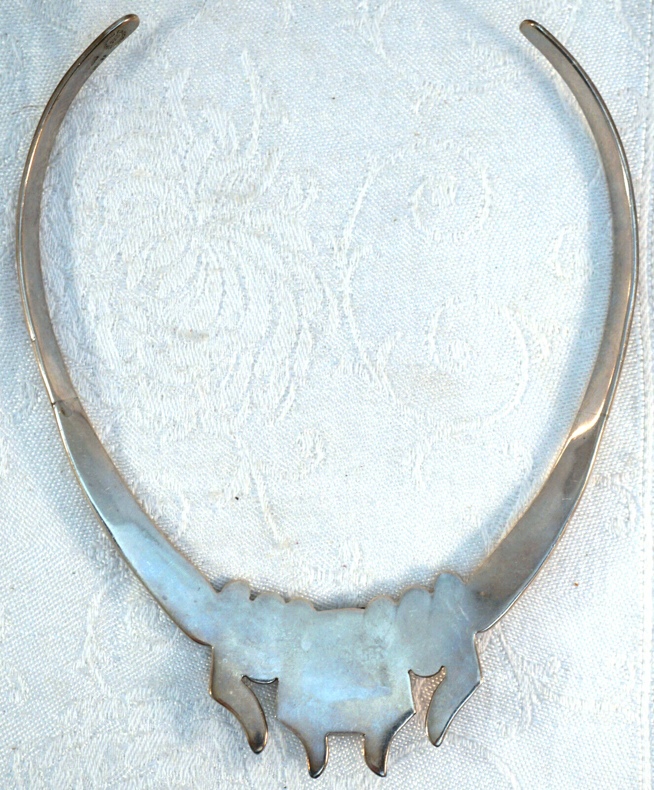 Sterling Silver Cuff Style Solid Necklace with Bl… - image 6