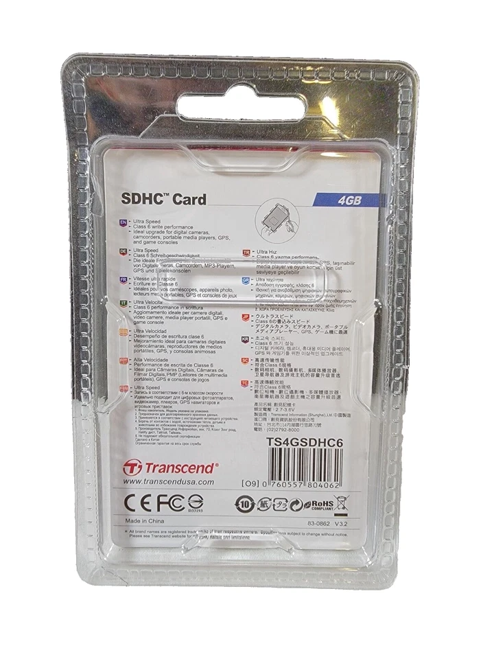 Transcend 4 GB Class 4 High Speed SDHC Flash Memory Card - Image 2 of 2