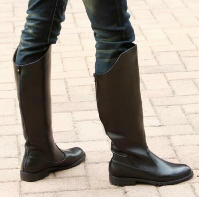 Men's Riding Military Boots Leather Knee High Equestrian Casual