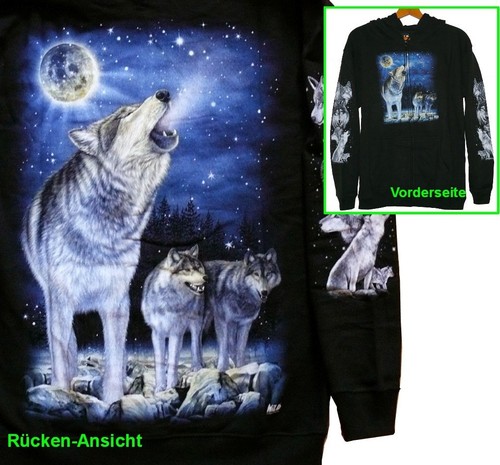 Chaqueta con capucha Wolf Moon, talla M, XL, motorista vaquero occidental indio sudadera con capucha lobos - Imagen 1 de 3