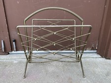 Wire Magazine Record tablet Rack Mid Century Modern Metal Storage Holder Vintage