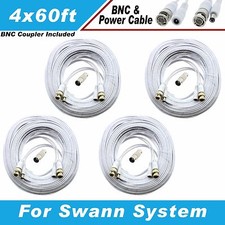 WHITE PREMIUM 240FT CCTV SURVEILLANCE BNC CABLES FOR 24 CH SWANN 960H DVR SYSTEM