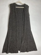 Paper Moon Angora Hooded Sweater Vest Size Large Charcoal Gray