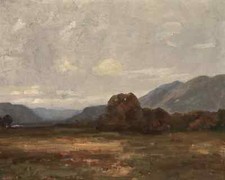 Vintage Moody Fall Landscape Canvas Art Print for Home Decor