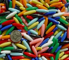 Opaque Multi Colors Spaghetti Craft Beads 19x6mm 200pc